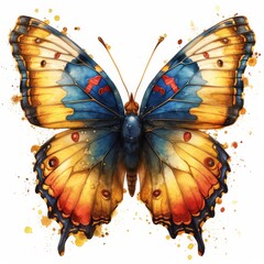 Vibrant Butterfly with Artistic Watercolor Splashes