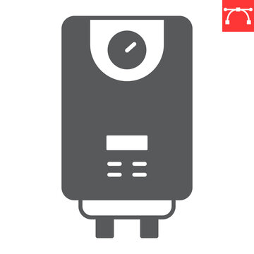 recommend clip art: Water heater glyph icon, plumbing service and house device, boiler vector icon, vector graphics, editable stroke solid sign, eps 10