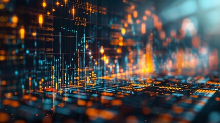 Obraz premium investment portfolio diversification, risk management, close up, investment theme, realistic, blend mode, financial charts backdrop