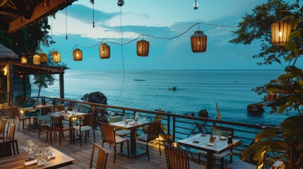 Fototapeta premium A restaurant with a view of the ocean