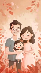 Obraz premium A man and woman holding a baby in a garden