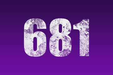 flat white grunge number of 681 on purple background.	