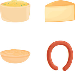 Dutch cuisine icons set isometric vector. Various dutch dish. Traditional food