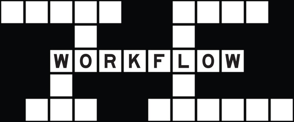 Alphabet letter in word workflow on crossword puzzle background
