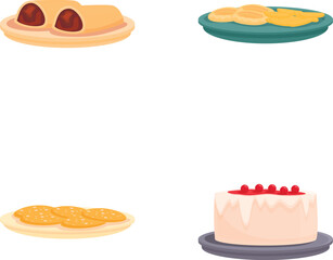 Australian cuisine icons set cartoon vector. Various australian dish. Traditional cuisine