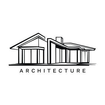 A line art icon logo of a modern house or home
