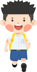 Kid boy student Running cartoon