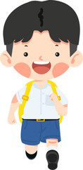 Kid boy student Running cartoon