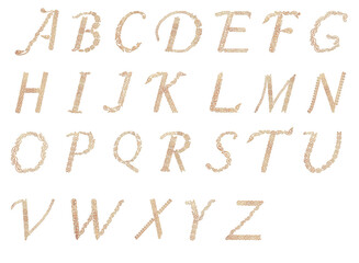 Set of letters. Gold ornamental alphabet