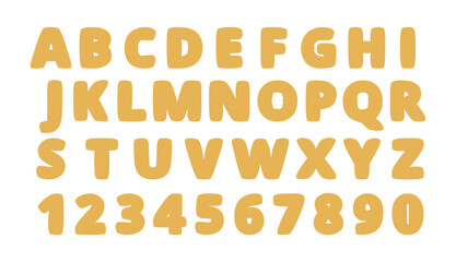 Golden matte typeface, isolated realistic bubble balloon fonts. Vector English alphabet letters and numbers for greeting cards, logotypes and typography decoration. Gold decorative words