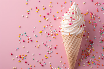 Delicious ice cream scoops in a cone, perfect for a summer treat.