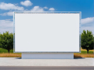 Fototapeta premium Blank big billboard against blue sky background.