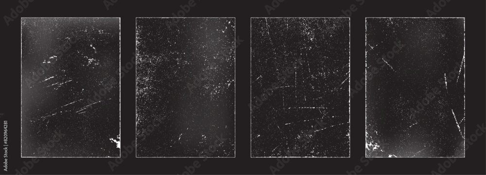 Poster grunge old worn paper effect, isolated set of realistic pages with scratches. vector border stamp te