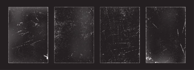 Selbstklebende Fototapeten Vintage Poster Grunge old worn paper effect, isolated set of realistic pages with scratches. Vector border stamp texture, surface with damage. Vertical rectangles with grain and dust, vintage or retro style  © Sensvector