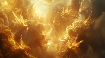 Angels flying in heaven