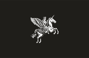 Horse wings logo template vector illustration design