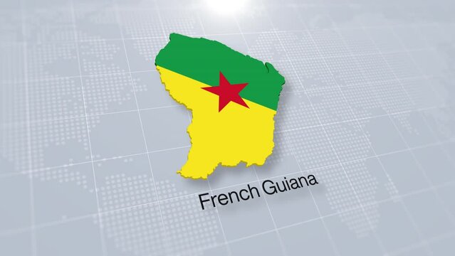 French Guiana map presentation 3d rendering displayed on a modern clean white background