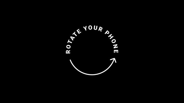 Rotate Your Phone to Landscape orientation. Rotate Your Device from Vertical to Horizontal. Outline Icon Animation on Black Background for Social Media