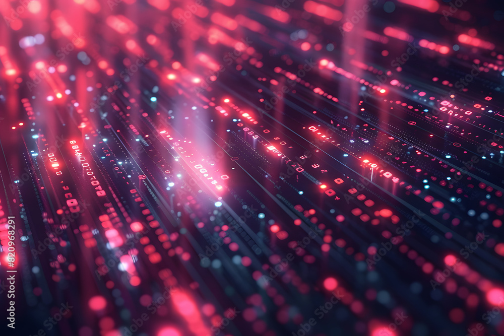 Poster futuristic data stream 3d illustration data transfer technology cyberpunk big data and cybersecurity