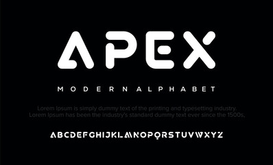 Apex Abstract sport modern alphabet fonts. Typography technology electronic sport digital game music future creative font. vector illustration