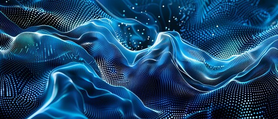 Naklejka premium Mesmerizing Digital Waves of Glowing Energy and Liquid Motion in a Surreal Futuristic Landscape