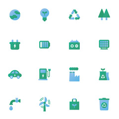 environment Day power energy electronic illustration icon set