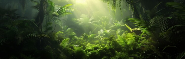 green jungle with sunlight