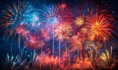 Obraz premium Background with Fireworks: New Year's or Celebration Concept