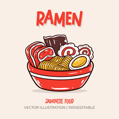Ramen Japanese food vector illustration