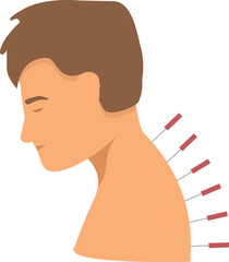 Holistic acupuncture therapy illustration for alternative medicine and healthcare treatment with needles for pain relief and wellness