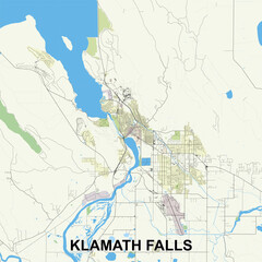 Klamath Falls, Oregon, USA map poster art