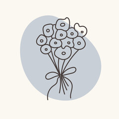 Bouquet with flowers. Perfect for Valentines day, wedding designs.