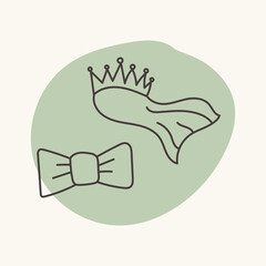 The bride's veil and the groom's bow. Perfect for Valentines day, wedding designs.