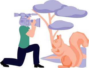 The boy is making animal videos.