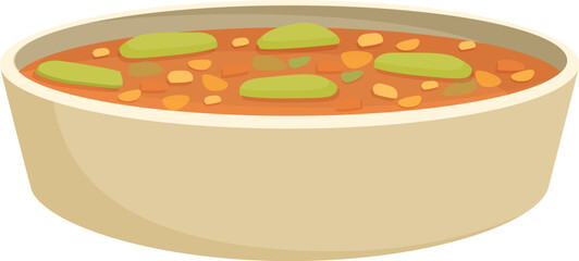 Colorful vector illustration of a bowl of hearty vegetable soup