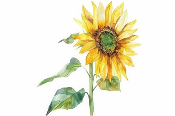 A set of watercolor of a sunflower, radiating joy and towering tall, Clipart isolated concept minimal with white background