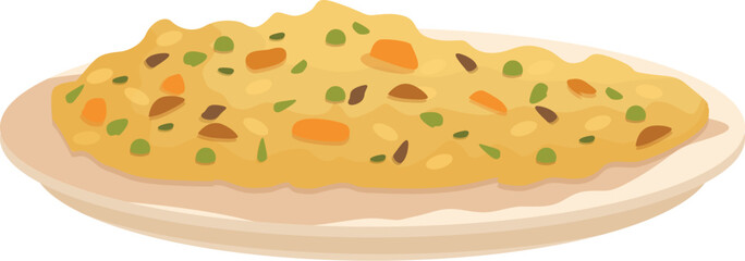 Vector illustration of a flavorful vegetable pilaf dish, perfect for recipe visuals and food content