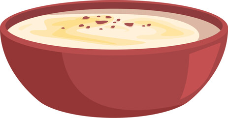 Vector illustration of a bowl of creamy soup garnished with seeds