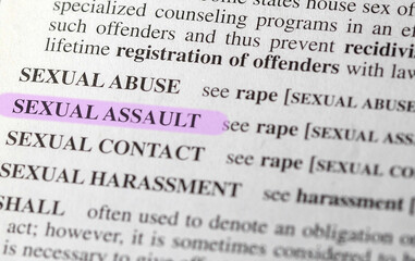 close up photo of the words sexual assault