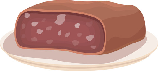 Digital drawing of a halfsectioned chocolate bar on a simple white plate