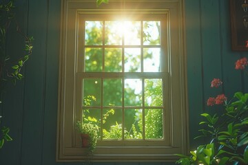 a window from inside the house with a view of the weather professional photography