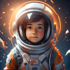 Child Astronaut In Outer Space Hopeful Aspiring Future Career Job Occupation Astronomy Concept