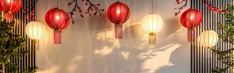Lantern festival chinese new year chinese style tradition prosperity with sunlight background
