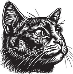 Cute cat face illustration. Greeting card design, print design for t-shirt, template for pet shop logo