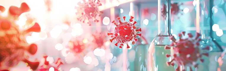 Abstract visualization of a virus particle being attacked by antibodies symbolizing immunology
