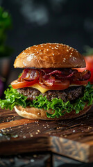 hamburger with french fries