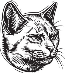 Cute cat face illustration. Greeting card design, print design for t-shirt, template for pet shop logo