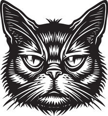 Cute cat face illustration. Greeting card design, print design for t-shirt, template for pet shop logo