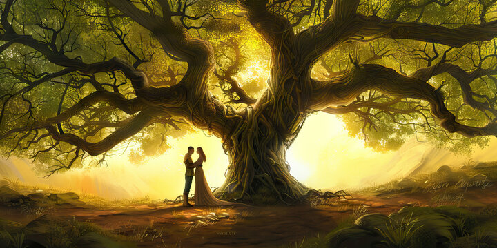A pagan couple, hand-fasted under the protection of the Great Oak