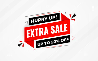 Extra Sale banner for web or social media. sale banner promotion template with discount tag. limited time offer, Get extra discount. Commercial poster, sale background vector illustration